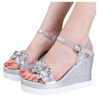 Sandale za platforme za žene Ležerne prilike za oblaganje Ljetne klizačke sandale srebro