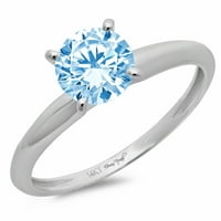 2ct okrugli rez plavi simulirani dijamant 14k bijelo zlatni godišnjica za angažman prsten veličine 4,75