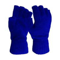 Plave muške i ženske zimske tople boje pune rukavice na pola prste rukavice