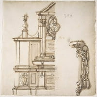 Dizajn za grob za kardinalni poster Print anonimnim, francuskim, 16. stoljećem