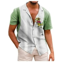 Gotyou Muška havajska cvjetna košulja, kratkih rukava ispisano dugme dole ljetna plaža haljina košulja zelena l