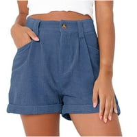 Ylioge Womens SOLD Boorne kratke hlače Stretchy Ljeto Loose Fit High Squiste hlače Elastični džepovi
