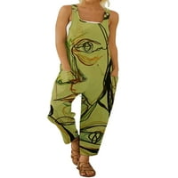 Avamo baggy bib pantalone za žene modne apstraktne tiskane kombinezone ljetne plaže široke noge skakači