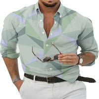 Calzi Men Gumbi vrhovi Havajska majica Casual Regular Fit bluza Geometrijski print Okreni majice ovratnika