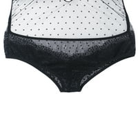 Eyicmarn žene seksi mršava bodysuit, čvrsta boja čipka bez rukava - crne bijele boje