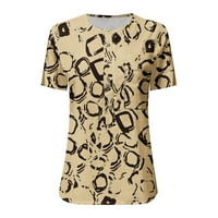 Ženski ljetni vrhovi bluza Grafički otisci kratkih rukava casual ženske Henley majice Khaki 4xl