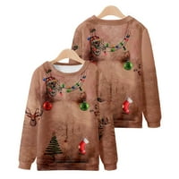 Lilgiuy Muška modna povremena božićna pulover Duks s dugim rukavima Duks s dugim rukavima Top košulja