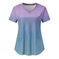 Ženski poslovni casual vrhovi V izrez Tie-Dye uzorak Tors T-majice Plain majice za žene