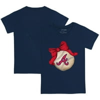 Mladišta Tiny Turpap mornarica Atlanta Braves Baseball Bow majica