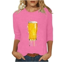 Žene casual crew vrat Trokrevetna majica s rukavima Oktoberfest pivo pulover Loop Fit Comf vrhovi majica