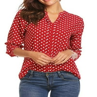 LUENCEO WOGE LOGHLEVE V-izrez V-izrez Floral Print Tunic Blube Majica Red XL