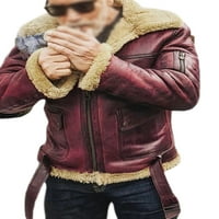 WRCNOTE MUŠKARSTVO Čvrsta boja Zip up fleece jakna Zimska odjeća PU kožnog gornjeg vanjskog dugih rukava
