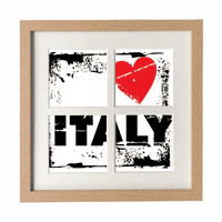 Ljubav Italija Riječ Ljubav Heart Square Square Frame Wall Stonje zaslon zaslon