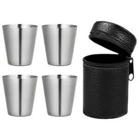 Postavite čaše od nehrđajućeg čelika Prijenosne male šalice kampiranja piknik za piknik za piće Metalne
