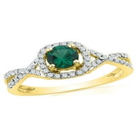 Jewels 10kt Yellow Gold Women Okrugli laboratorijski stvoreni smaragdni Solitaire Diamond Ring CTTW
