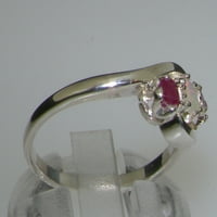 Britanci napravio je 10k bijeli zlatni prirodni i rubin ženski prsten od trilog - veličine opcije -
