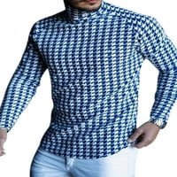 Cindysus Muška modna majica s dugim rukavima MENS casual bluza prugasta sportski karirani redovni montirani