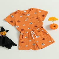 Bagilaanoe Newborn Baby Girl Boy Halloween Outfits bundeve Print Short rukave na majici + kratke dojenčad