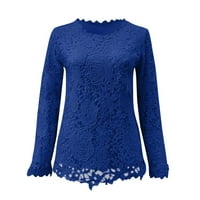 Ženske majice Tops LACE Slim dugih rukava Bluze Floral Crewneck košulje Elegantne tunike Top Jesenski pulover