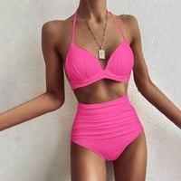 Ženski kupaći kostim Split kupaći kostim jednostavni čvrsti boja zavoj mini bikini kupaći kostim na