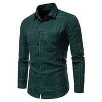 Akcije Košulje s dugim rukavima za muškarce Casual Nova plaid majica Lapl dugme Pocket košulje Top bluza