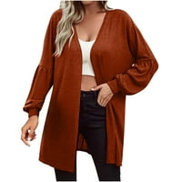 Cardigan za žene plus veličina Bluza sa čvrstim bojama modni dugi rukavi labavi ležerni prednji kaput od šal na otvorenom