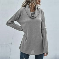 Ženski džemperi Moderni fit džemper Cardigan Casual Turtleneck džemperi za teen djevojke sive m