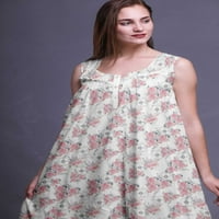 Bimbe White cvjetno makne anemone tiskane pamučne spavaćice za ženske haljine bez rukava Maxi haljina velika