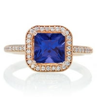 2. Carat savršena princeza safir i dijamantni trio halo vjenčani prsten na 10k bijelo zlato