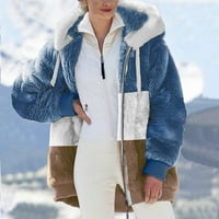 Smihono Clearence Zip up hoodie nacrtač dugih rukava boja blok fau kaput jaknu za žene vrhovi ženskih
