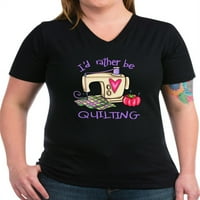 Cafepress - radije bih se prekrivao majicom - Ženska tamna majica V-izrez