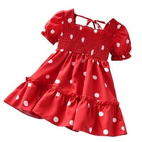 Canrulo Kids Girls Skraćena rukava Polka Dot stilska haljina za djecu Djevojke Crvene 4 godine