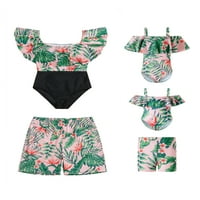 Kelajuan Porodični kupaći kostim, lišće Ispis Ruffled Summer Bikini debla za odrasle djece