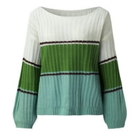 Hueook Dukseteri za žene Nova prugasto kolorblock dugih rukava modni ležerni pleteni pulover okrugli