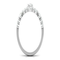 Moissitni zaručnički prsten za žene, dizajner zakrivljeni prsten - 1. CT - D-VS razred, srebrna srebra,