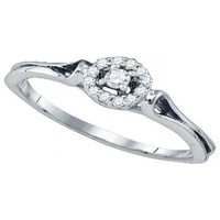 Veličina - 10k bijeli zlatni okrugli dijamantni solitaire mladenski zaručni prsten za vjenčanje
