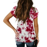 Ženske bluze Žene Modni ljetni latica rukav Ležerne prilike za ispis majica za bluzu vino XL