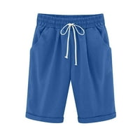 Sportske hlače Aloohaidyvio za žene, ženske ljetne čvrste pet bodova pamučne pantalone velike veličine