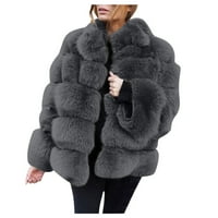 Puntoco Women Plus Veličina veličine, Ženska plus veličina kratki FAU kaput Topla Furry Fauxlong Jakna