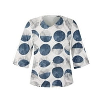 Ljeto Plus veličine vrhova za žene Trendi ljetni V-izrez za rupu Ispis Ležerne majica bluza do 65% popusta