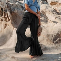 Ediodpoh Žene pune boje casual široke noge hlače elastične plute visoke struke pantalone ženske casual