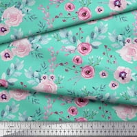 Soimoi Zelena pamučna proizvodna tkanina od pamuka Anemone i ružičasta cvjetna cvjetna tkanina od dvorišta