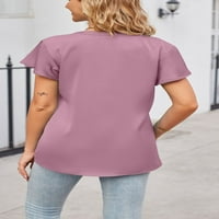 Ženske poslovne ležerne vrhove Dame Satin V izrez T majice Bluze za ženska bluza s kratkim rukavima