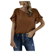 Žene Ljetne bluze Ženski okrugli izrez Kratki rukav Pulover Tunic Tops modne ležerne čipke T-majice