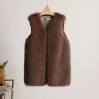 Ljetna ušteda odjeća Loopsun zimski kaputi za žene za žene, ženska modna srednja dužina Fau krzno prsluk