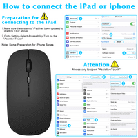Bluetooth miš, punjivi bežični miš za iPad mini Bluetooth bežični miš dizajniran za laptop MAC iPad Pro računarski tablet Android - crna