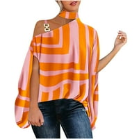 Ženski modni geometrijski ispis bluze Jedno ramena rukav za palete u obliku ležerne prilike ležerne