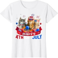 Tri mačka sretna 4. jula balonski ljubavnik Dan nezavisnosti majica