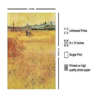 Vintage Van Gogh Poster - Retro impresionizam Ispis - Unfrand Wall Art - Poklon za umjetnika, slikar - Arles Pogled iz pšeničnih polja, žetve - zidni dekor za dnevni boravak