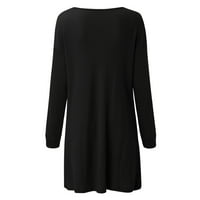 Qazqa žene V-izrez kratki rukav Vintage Tassels Hem Flapper haljina midi duljina crna xl